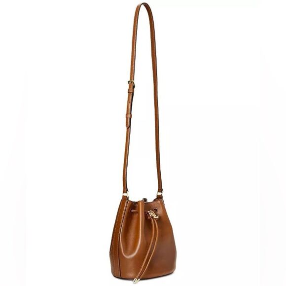 Lauren Ralph Lauren Tan Smooth Leather Medium Andie Drawstring Bag, New w/Tag - Picture 4 of 16